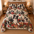 Border Collie Gifts and Puppies Christmas Quilt Set