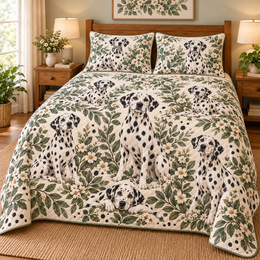 Dalmatian Spotted Botanical Quilt Set
