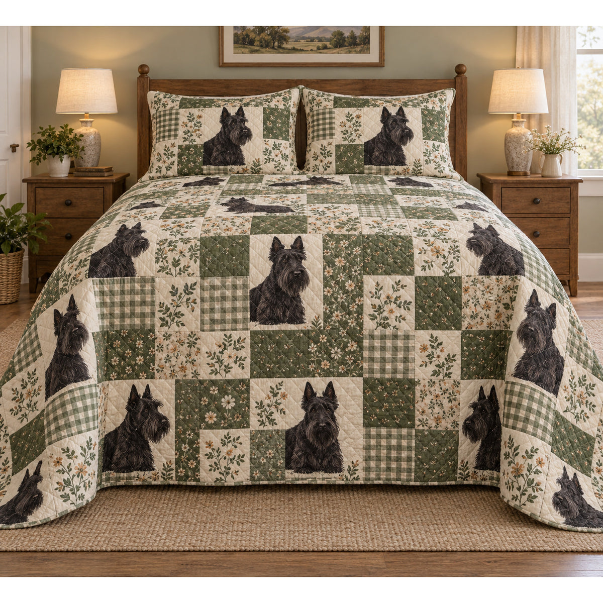 Scottish Terrier Heritage Patchwork Quilt Set