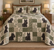 Scottish Terrier Heritage Patchwork Quilt Set, front bedroom view
