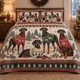 Doberman Pinscher Cozy Sweater Christmas Quilt Set