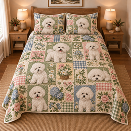 Bichon Frise Heritage Patchwork Quilt Set
