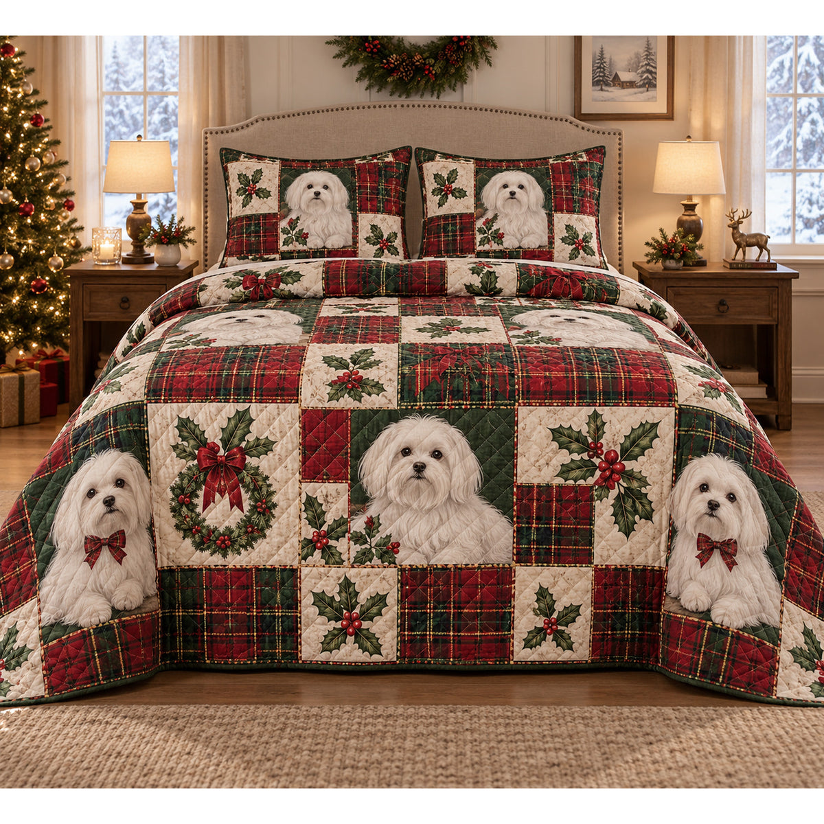 Maltese Heritage Tartan Christmas Quilt Set