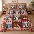 Calico Cat Vintage Postcards Christmas Quilt Set