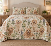 Labradoodle Cottage Floral Quilt Set, front bedroom view