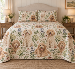 Labradoodle Cottage Floral Quilt Set