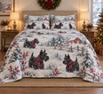 Scottish Terrier Snowy Watercolor Christmas Quilt Set