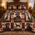 Doberman Pinscher Heritage Tartan Christmas Quilt Set