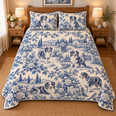 Australian Shepherd Blue Country Toile Quilt Set