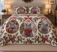 British Shorthair Cat Ornament Medallions Christmas Quilt Set