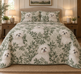 Maltese Spotted Botanical Quilt Set