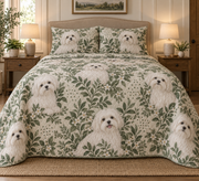 Maltese Spotted Botanical Quilt Set, front bedroom view