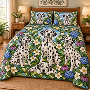 Dalmatian Garden Stained Glass Quilt Set, front bedroom view