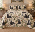 Scottish Terrier Cottage Floral Quilt Set
