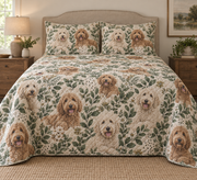 Labradoodle Spotted Botanical Quilt Set, front bedroom view
