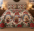 Labradoodle Ornament Medallions Christmas Quilt Set