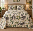 Schnauzer Cottage Floral Quilt Set