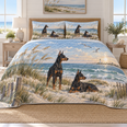 Doberman Pinscher Coastal Morning Quilt Set