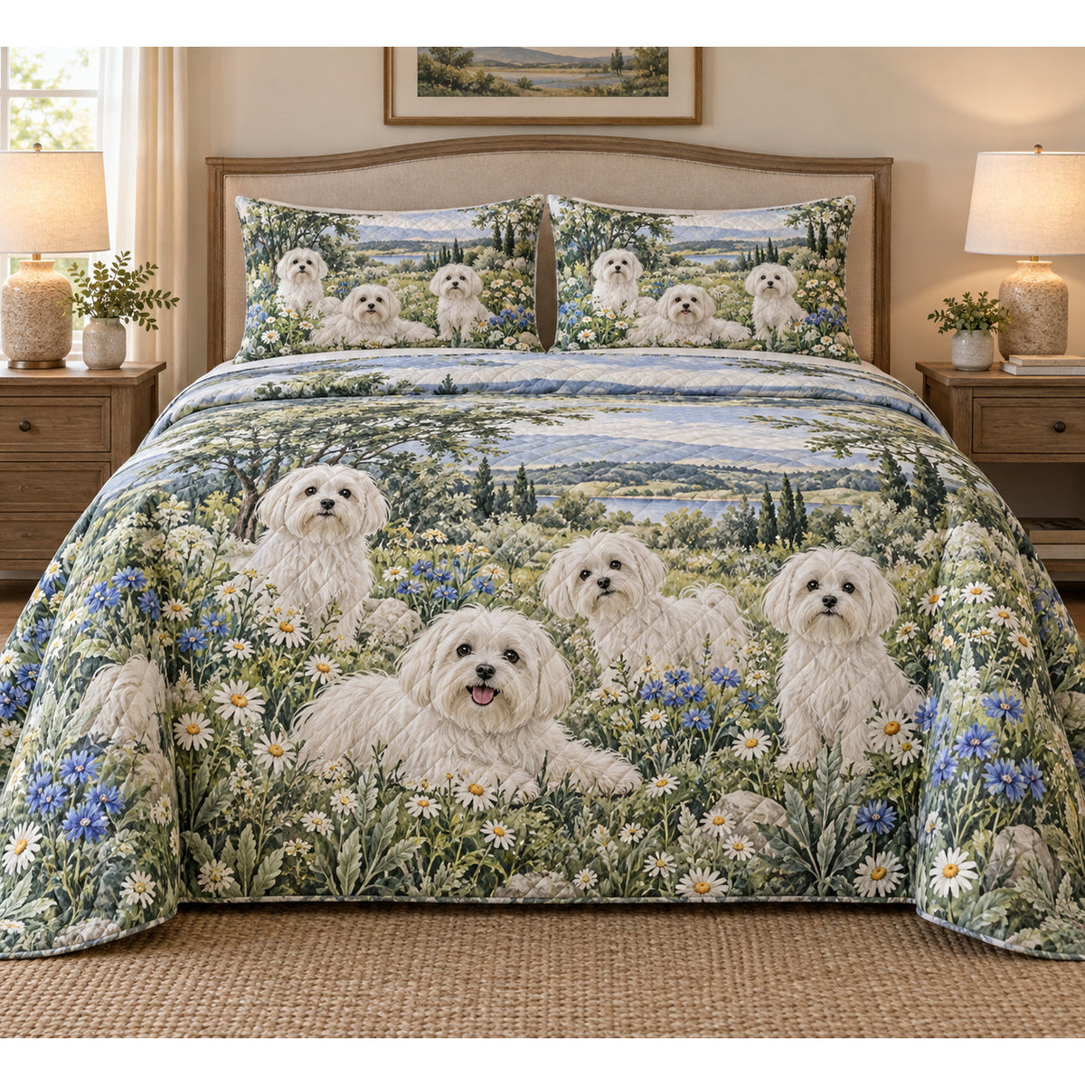 Maltese Wildflower Meadow Quilt Set