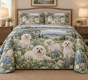 Maltese Wildflower Meadow Quilt Set, front bedroom view