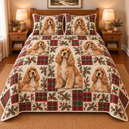 Cocker Spaniel Heritage Tartan Christmas Quilt Set