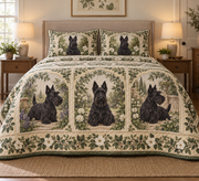 Scottish Terrier Garden Cameos Quilt Set, front bedroom view