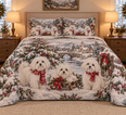 Maltese Vintage Postcards Christmas Quilt Set