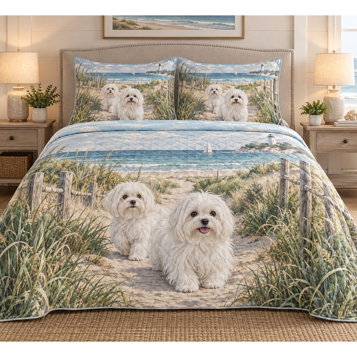 Maltese Coastal Morning Quilt Set