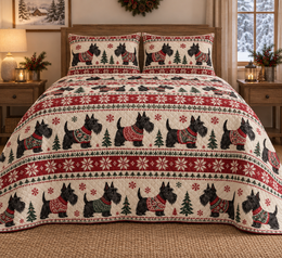 Scottish Terrier Cozy Sweater Christmas Quilt Set