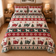Bichon Frise Cozy Christmas Sweater Quilt Set