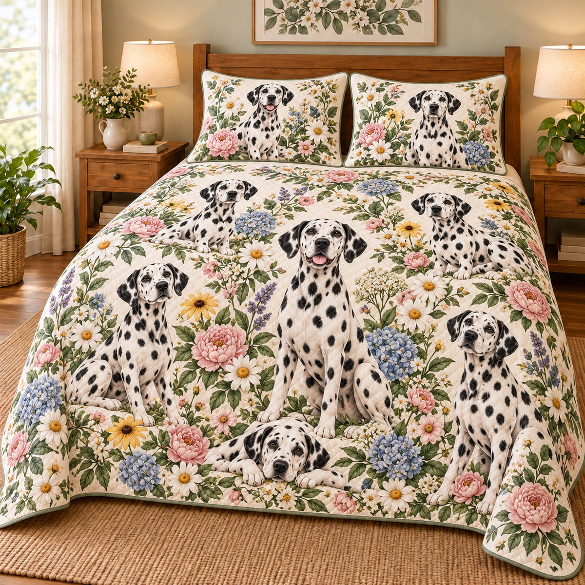 Dalmatian Cottage Floral Quilt Set