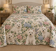 West Highland White Terrier Cottage Floral Quilt Set