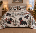 Scottish Terrier Vintage Postcards Christmas Quilt Set