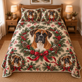 Boxer Christmas Wreath Quilt Set