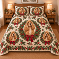 Cocker Spaniel Christmas Wreath Quilt Set