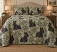 Scottish Terrier Spotted Botanical Quilt Set