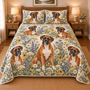 Boxer Wildflower Meadow Quilt Set, front bedroom view