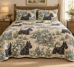 Scottish Terrier Rustic Farmhouse Quilt Set