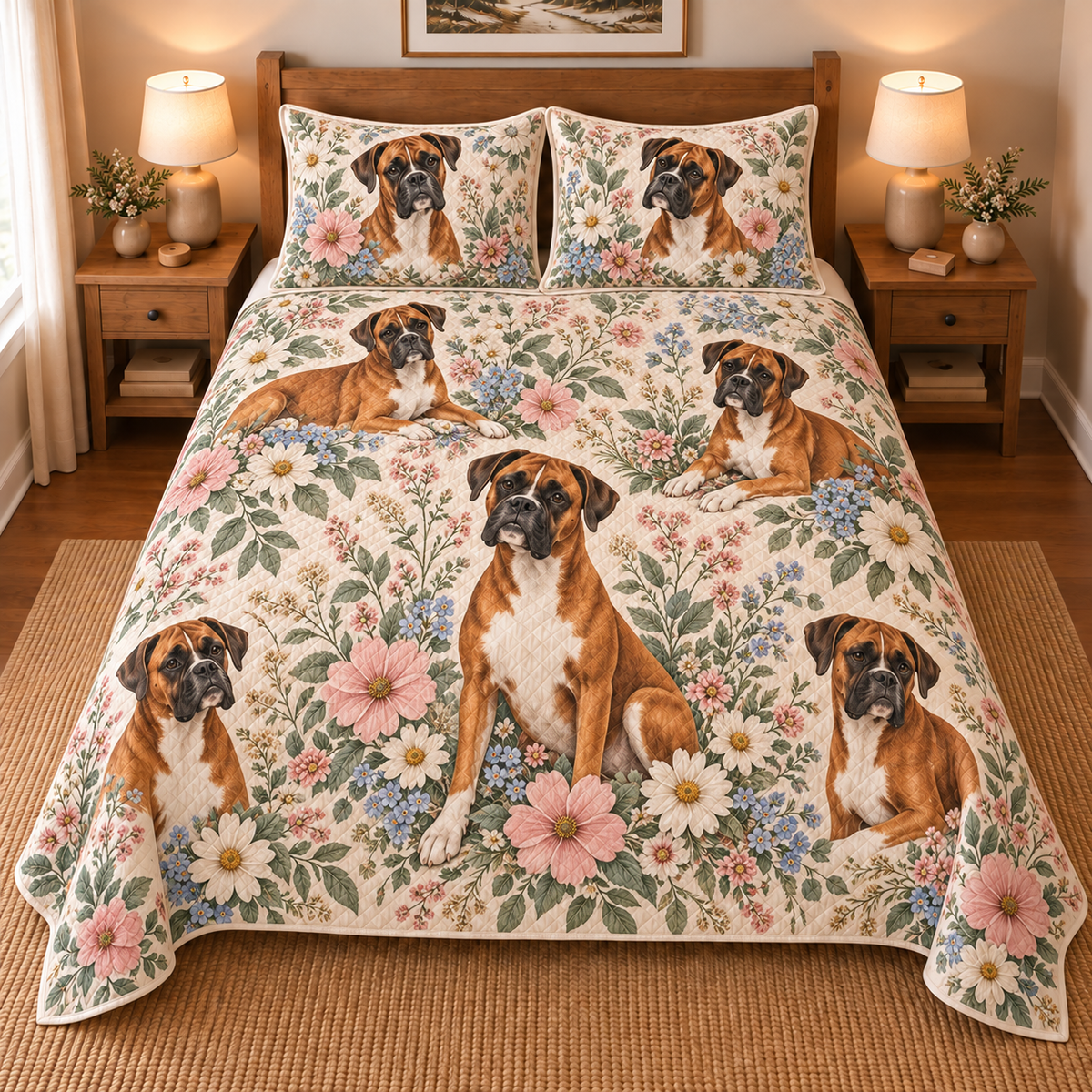 Boxer Cottage Floral Quilt Set, front bedroom view
