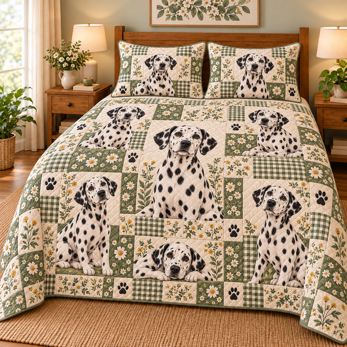 Dalmatian Heritage Patchwork Quilt Set, front bedroom view