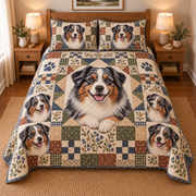 Australian Shepherd Heritage Patchwork Quilt Set, front bedroom view