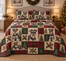 Schnauzer Heritage Tartan Christmas Quilt Set