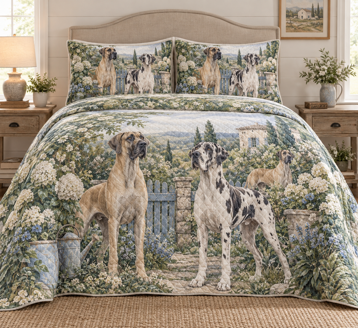 Great Dane Rustic Farmhouse Quilt Set, front bedroom view