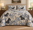 Scottish Terrier Blue Country Toile Quilt Set