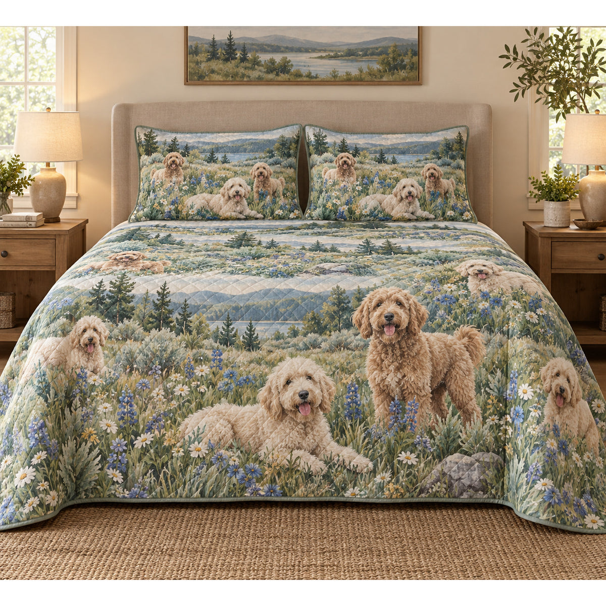 Labradoodle Wildflower Meadow Quilt Set