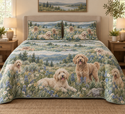 Labradoodle Wildflower Meadow Quilt Set, front bedroom view
