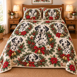 Dalmatian Christmas Wreath Quilt Set
