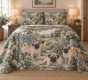 Pug Rustic Farmhouse Quilt Set, front bedroom view