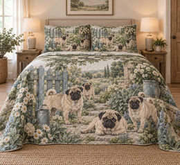 Pug Rustic Farmhouse Quilt Set