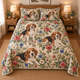 Beagle Cottage Floral Quilt Set